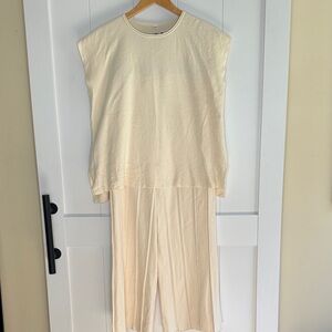 Cream Women's Top and Pants Set Size Small